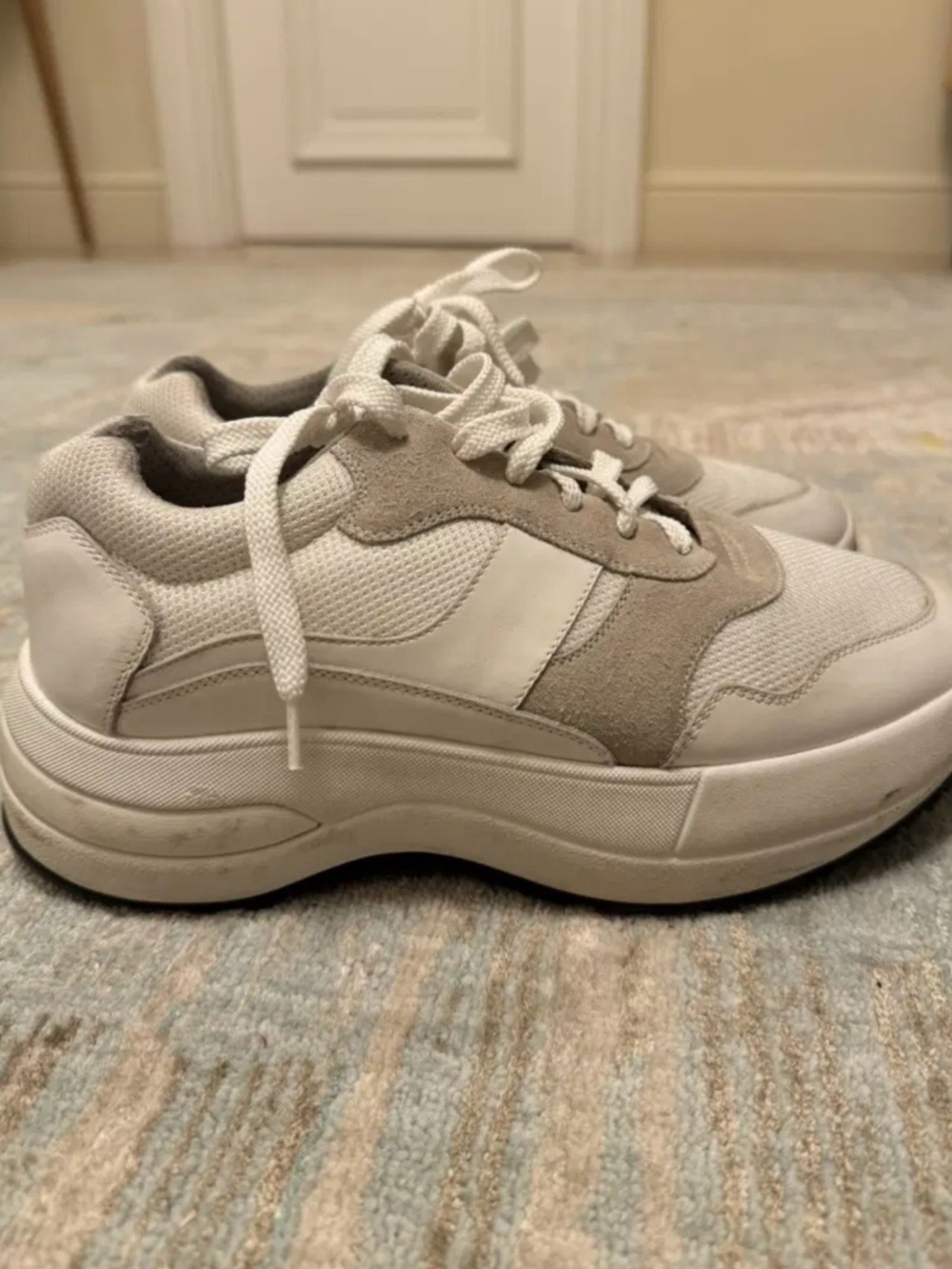 Celine Beige and White Platform Sneakers